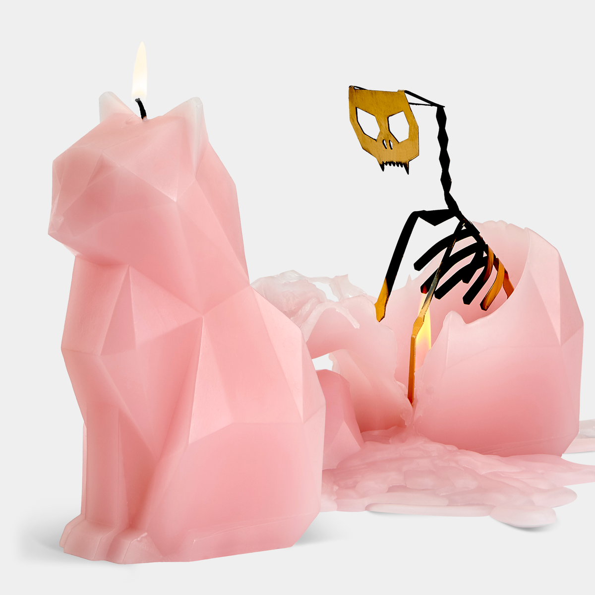 Pyropet Light Pink Cat Skeleton Candle