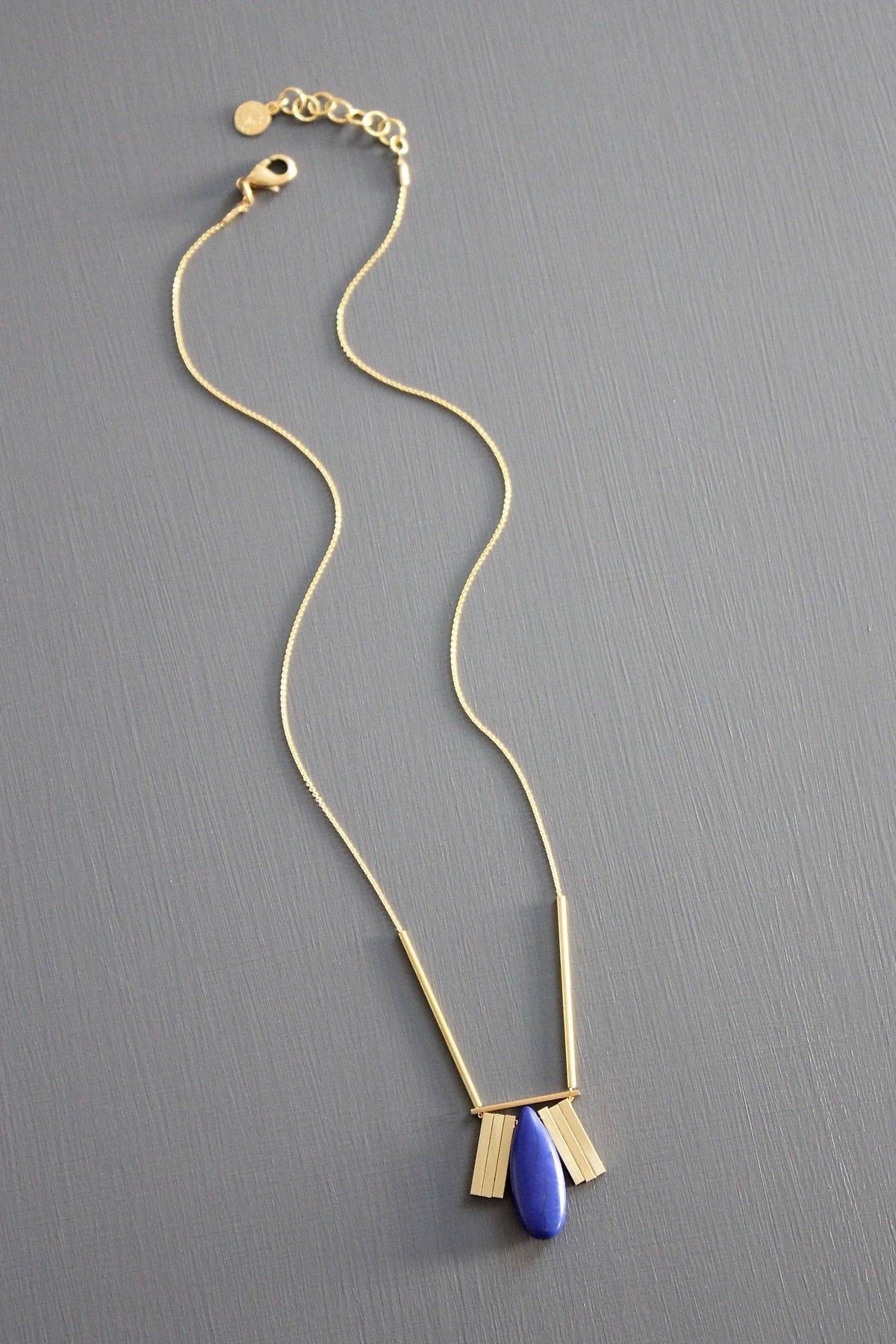 Art Deco Lapis Pendant Necklace