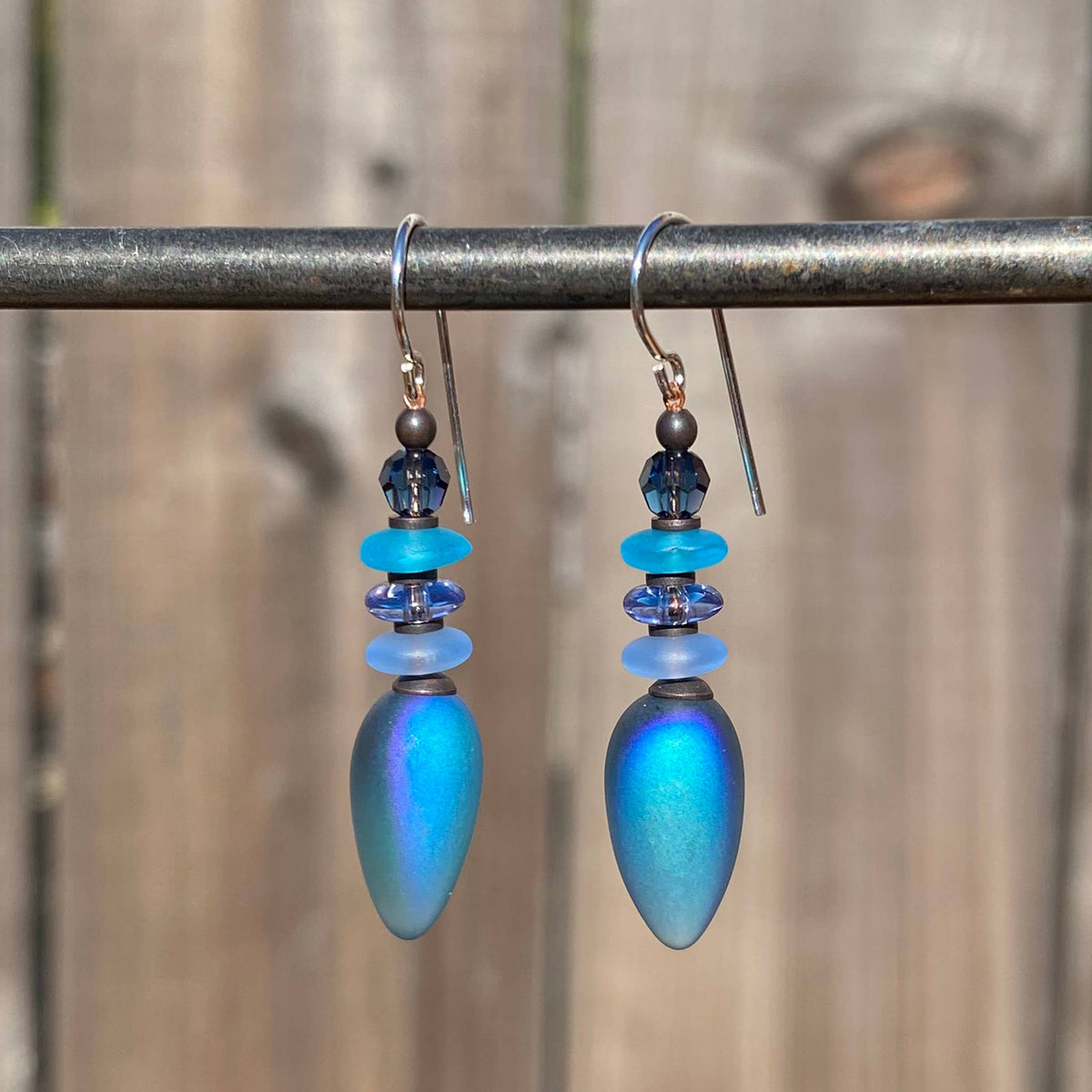 Tango Earrings in Frosted Indigo Blue