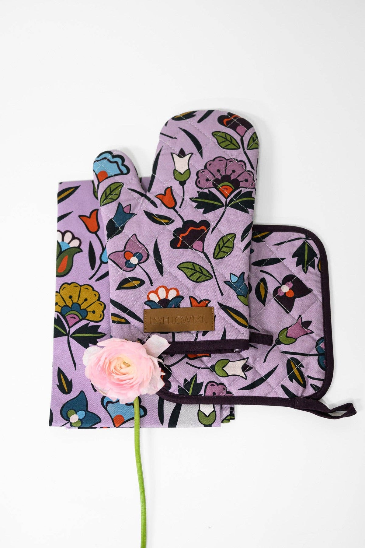 Floral Bloom Kitchen Towel, Oven Mitt & Pot Holder Set