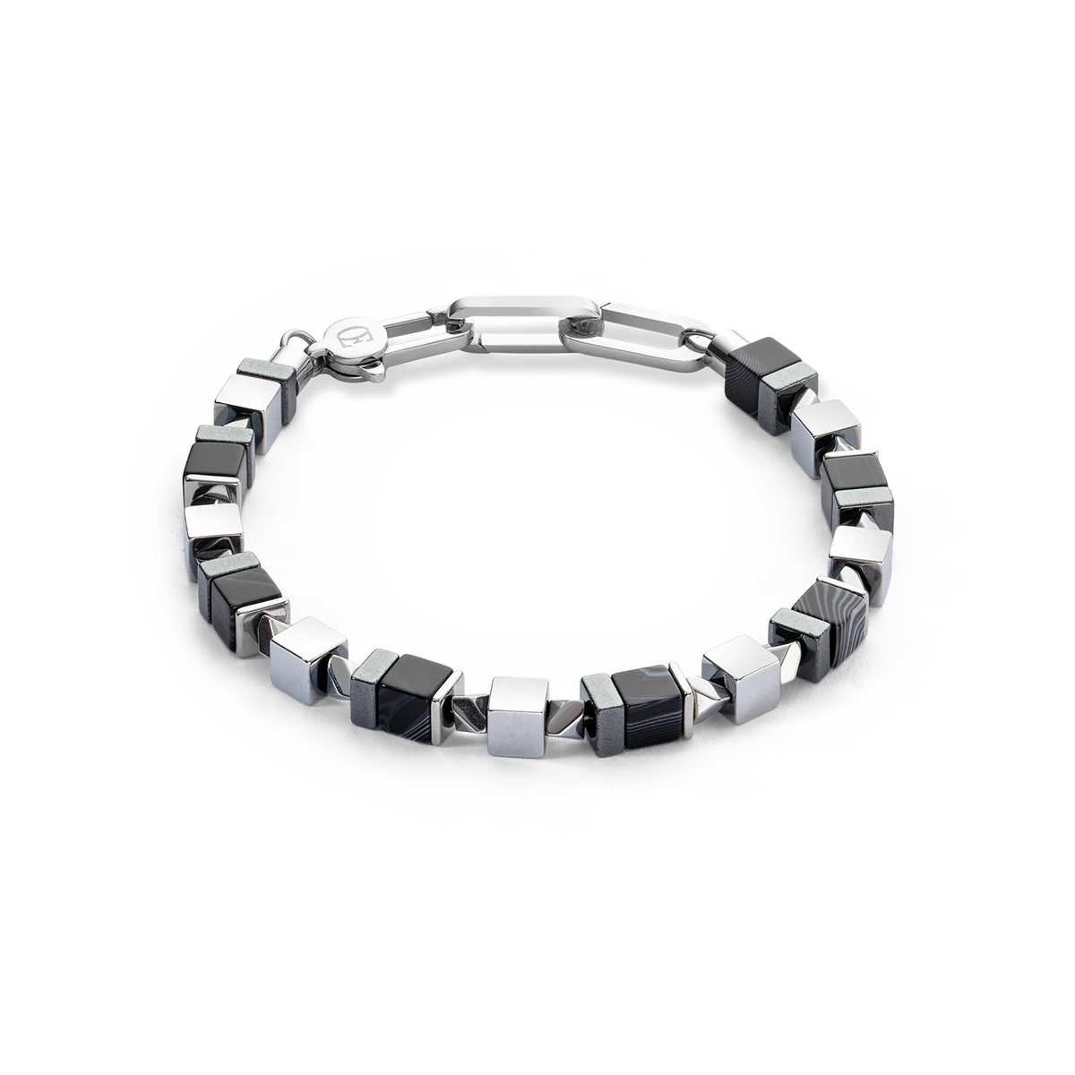 Black-Silver Precious Cubes Bracelet
