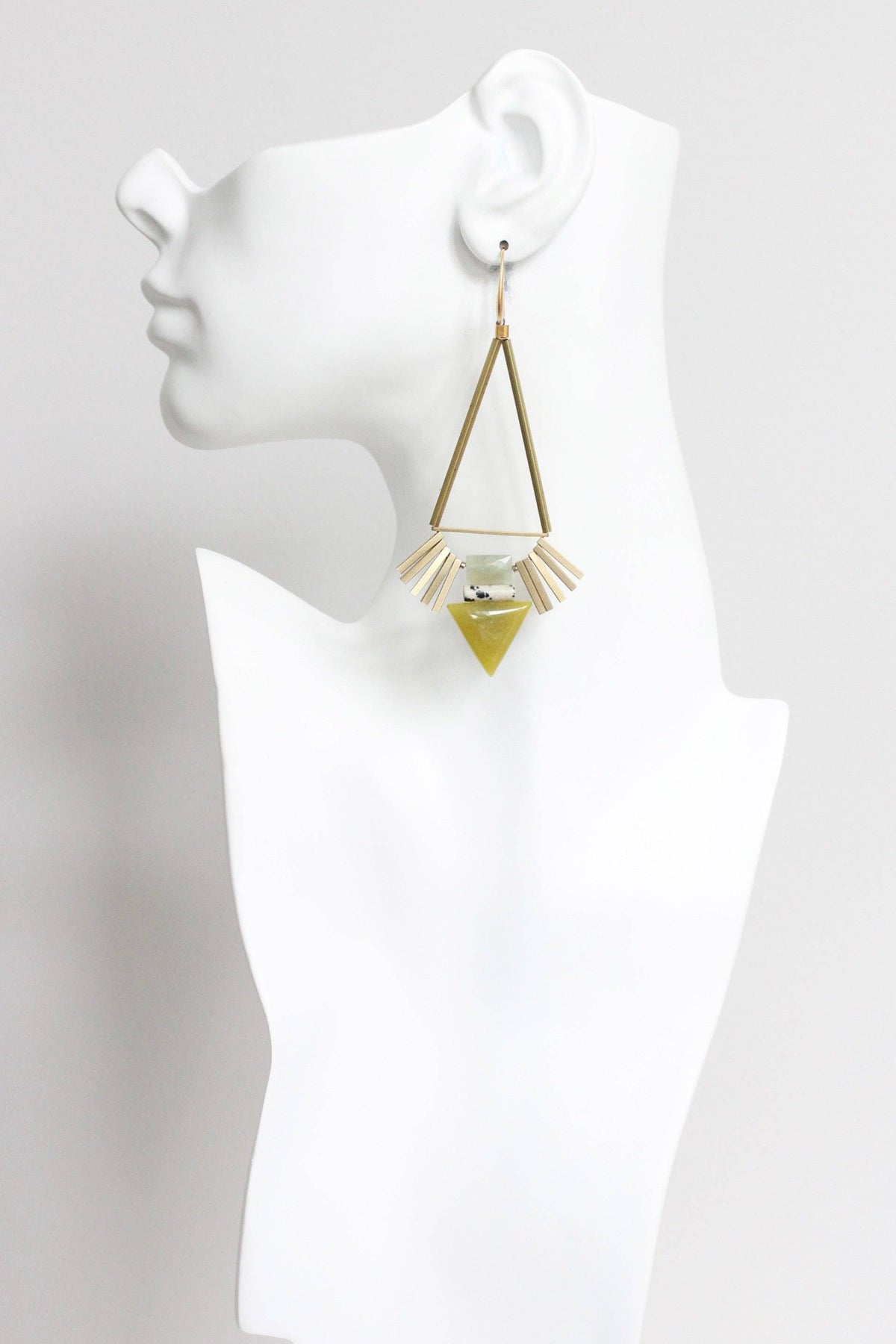 Dalmatian Jasper and Green Geometric Earrings