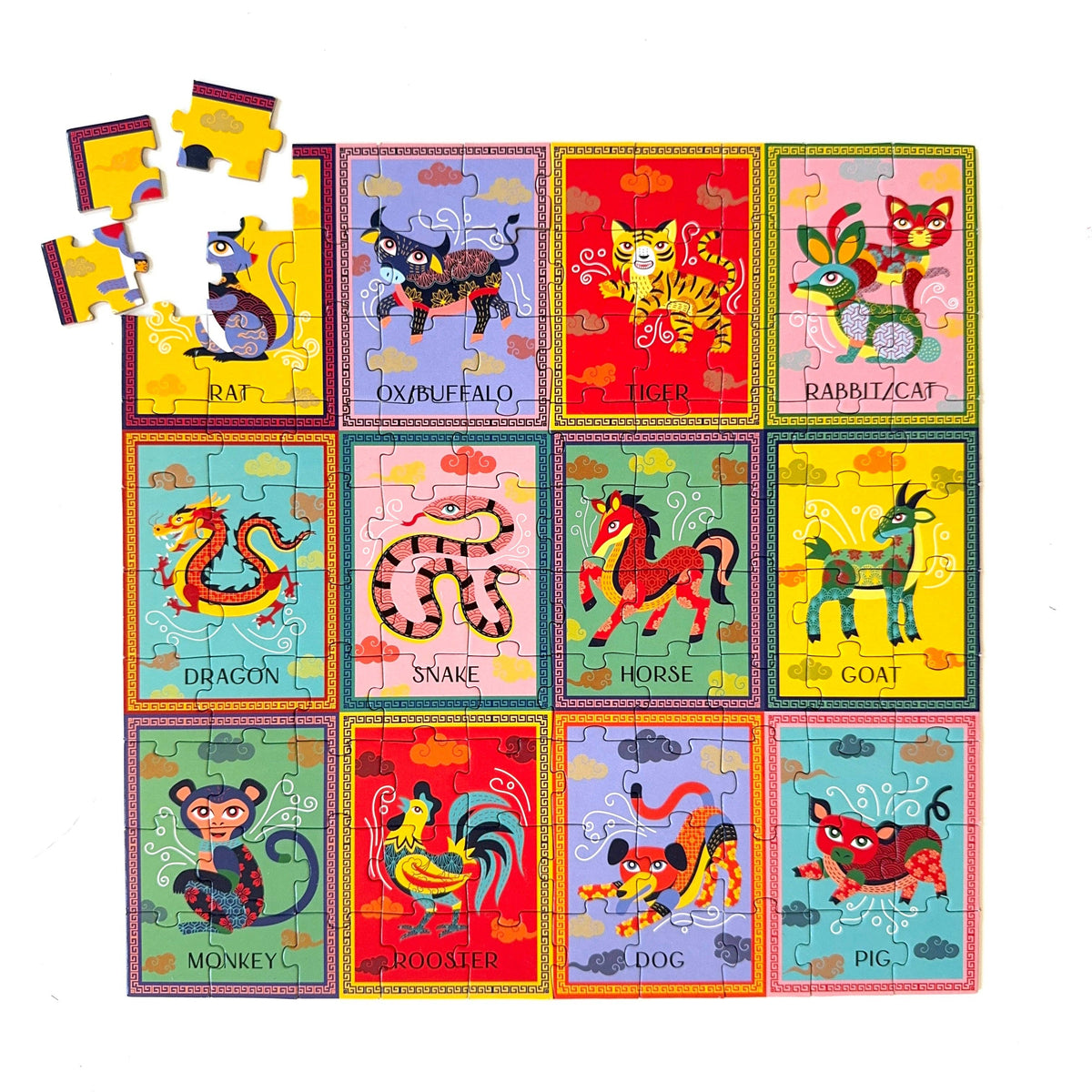 Chinese/Vietnamese Zodiac 100-Piece Puzzle + Zodiac Guide