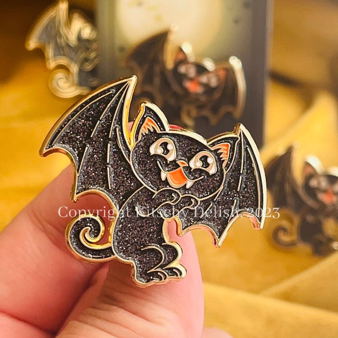 Cat Bat Takes Flight! Enamel Pin