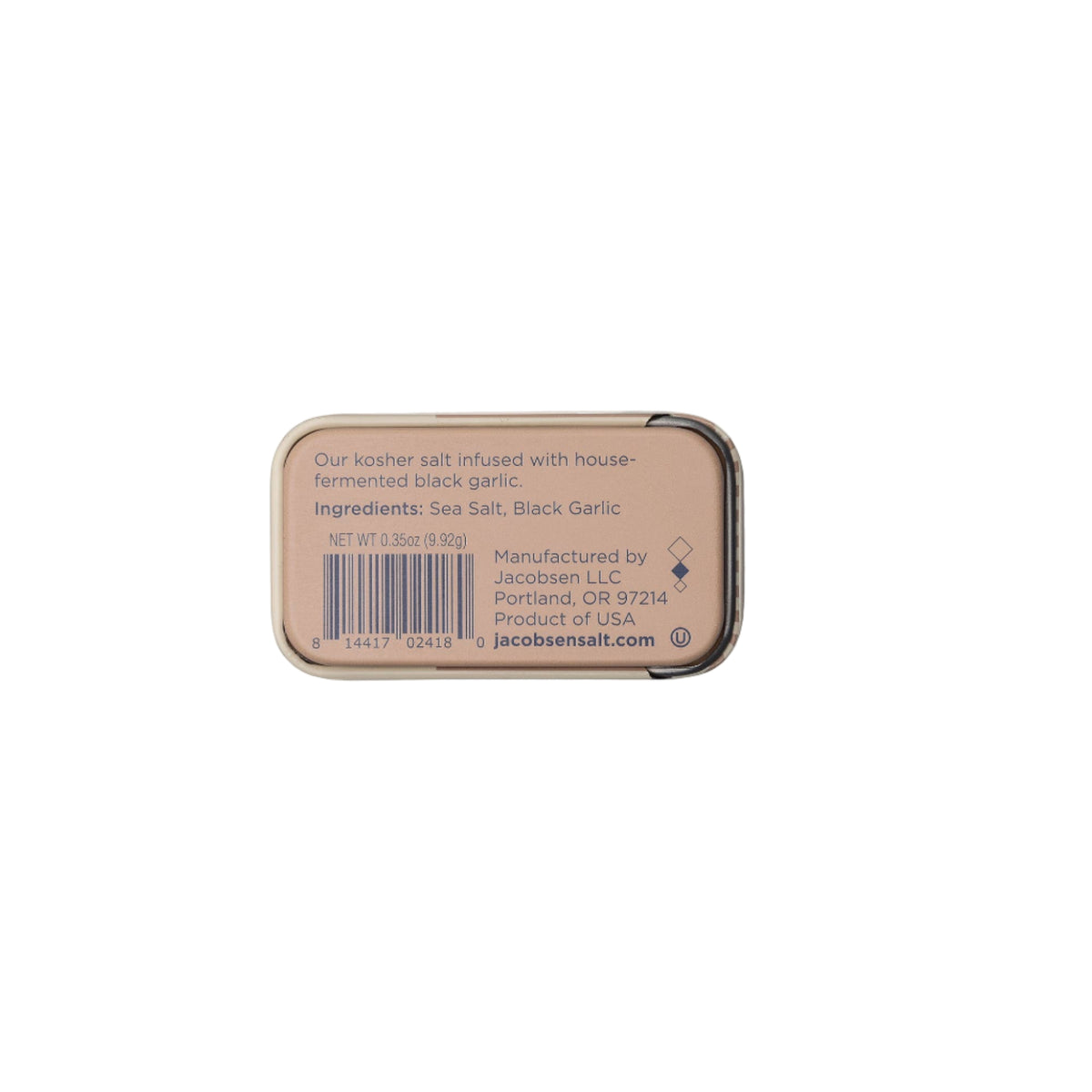 Small rectangular container with a barcode and text on a white background