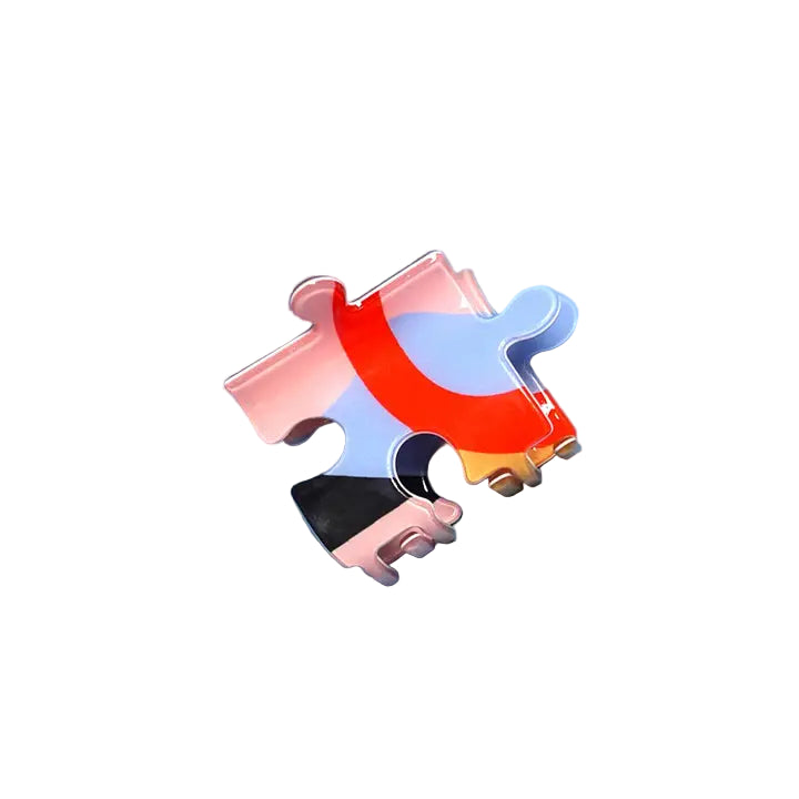 Colorful puzzle piece hairclip