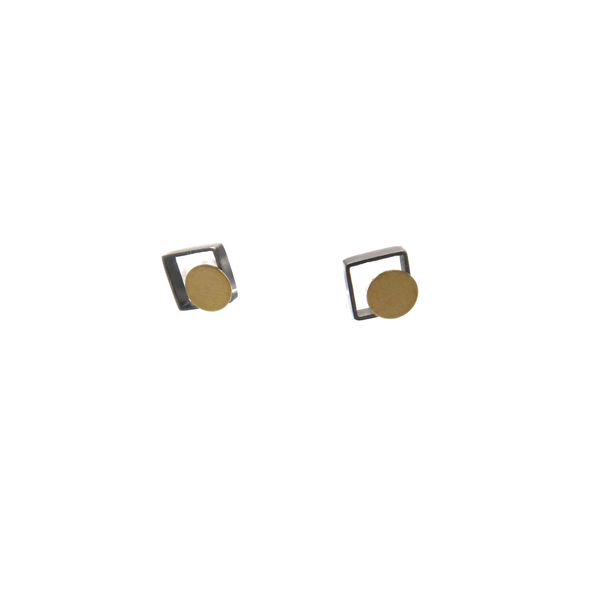 Small Square Bimetal Stud Earrings