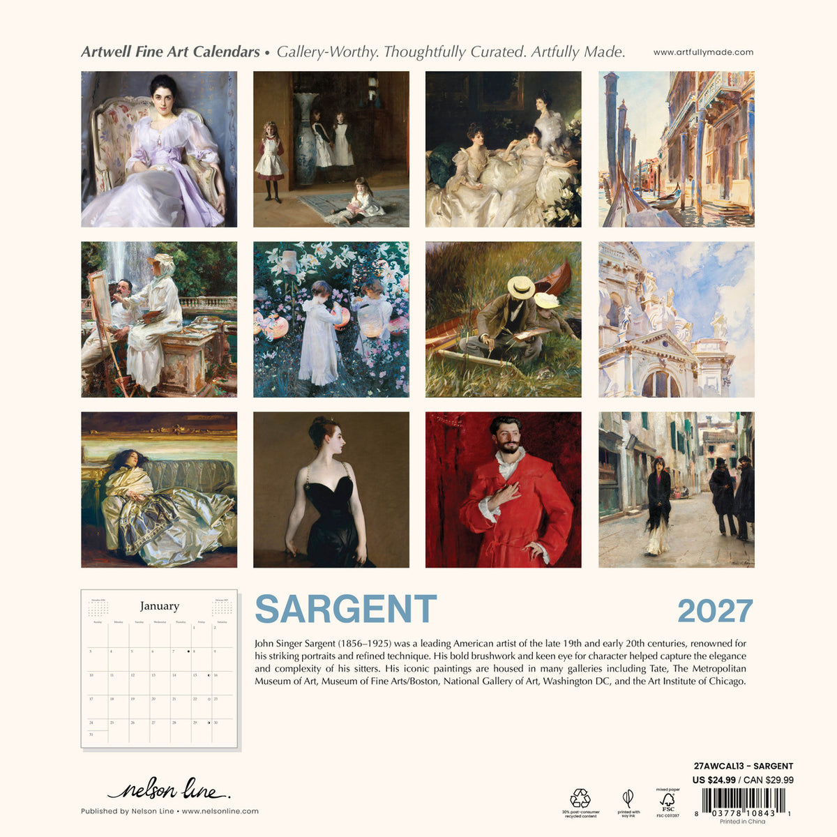 Sargent 2027 Wall Calendar