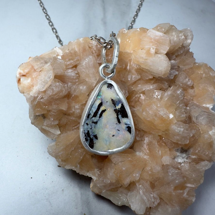 White Boulder Opal Necklace