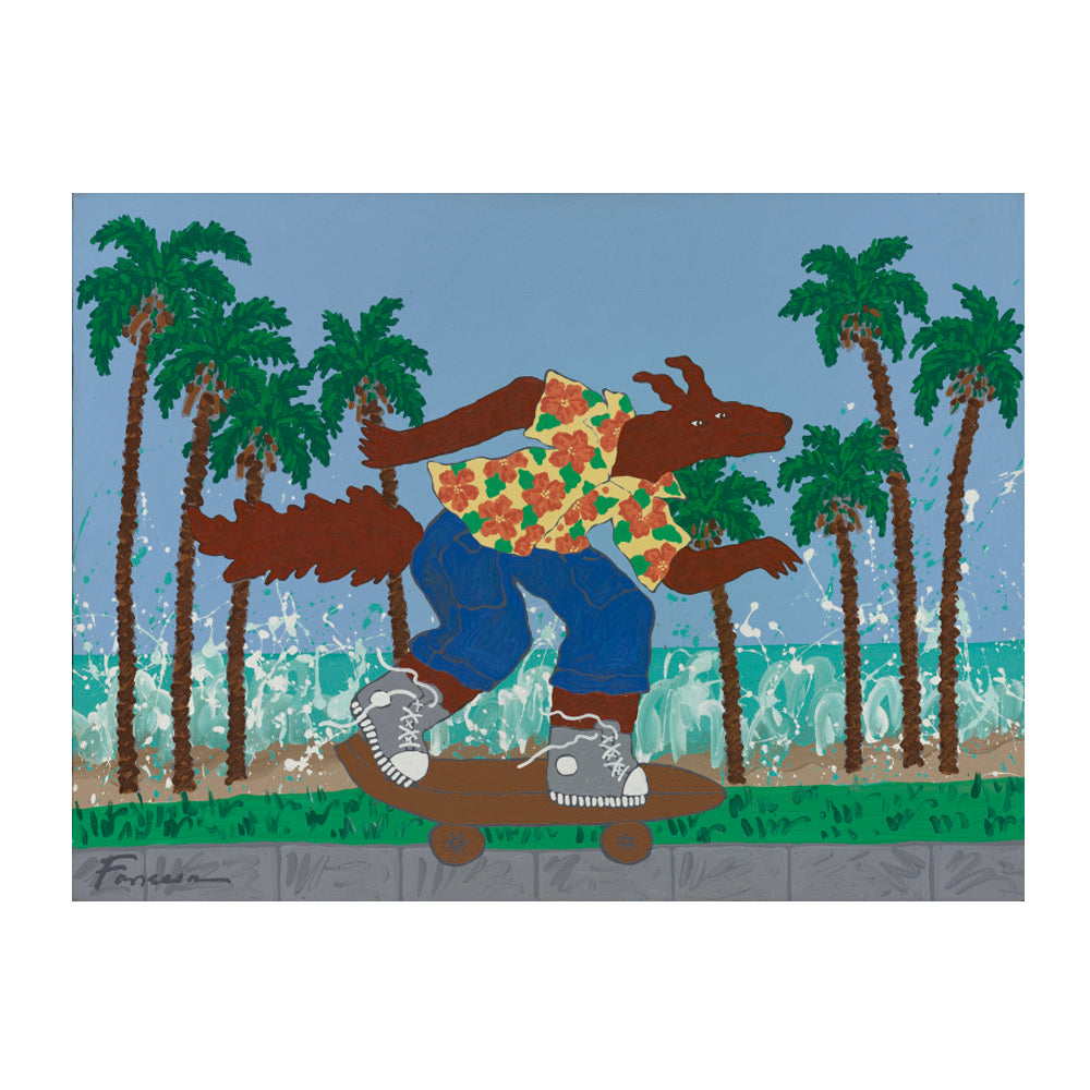 Harry Fonseca (Maidu): Coyote on Skateboard III Postcard