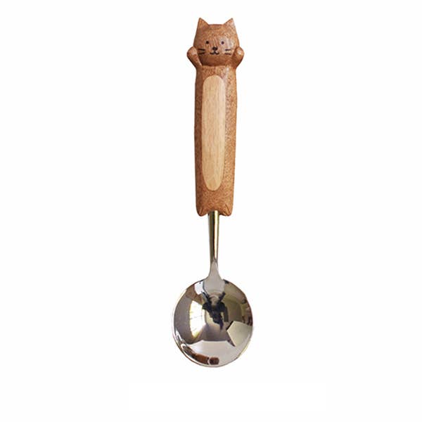 Hand-Carved Kitten Spoon & Fork