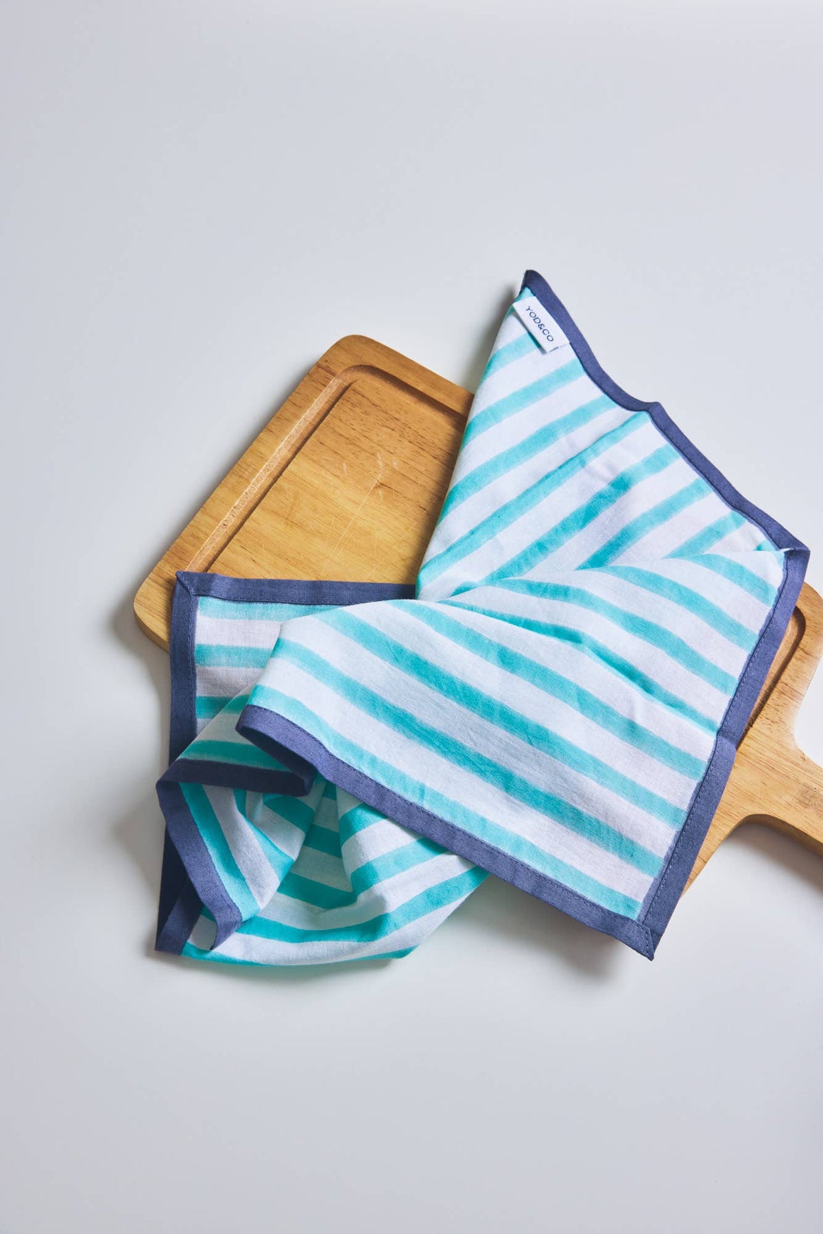 Block Stripe Napkins - Mint / White