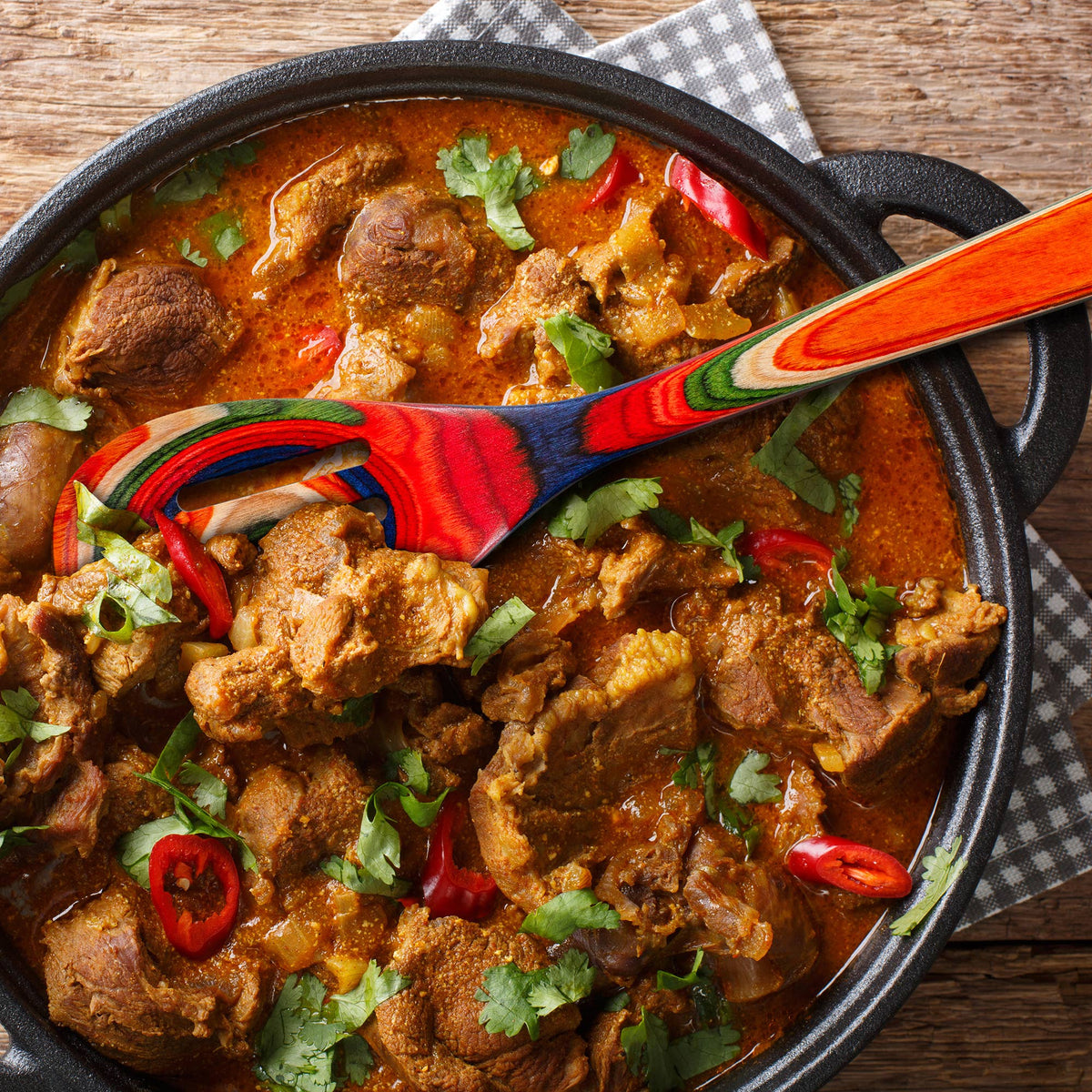 Baltique® Marrakesh Colorful Wooden Slotted Spoon, 12.5"