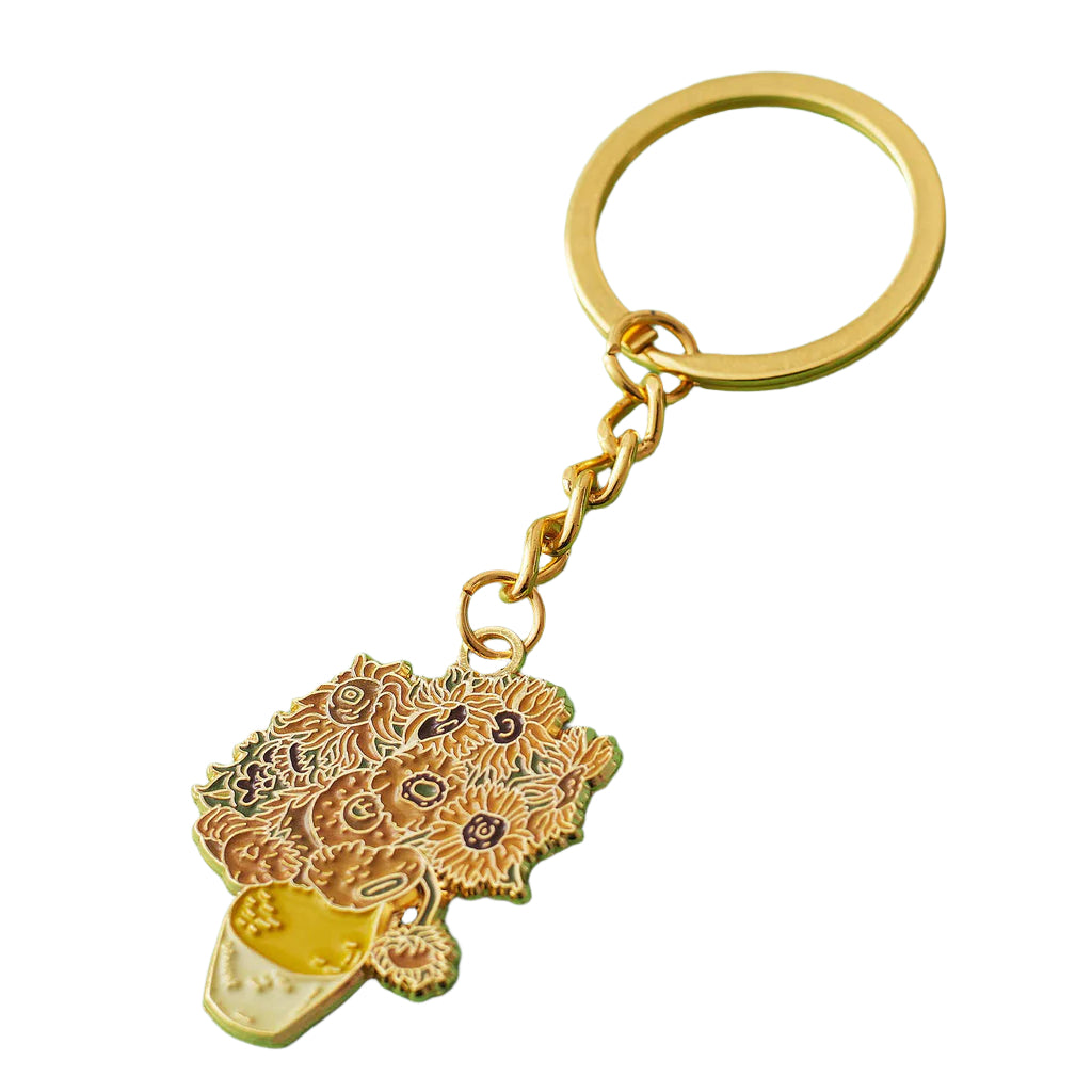 Gold keychain of sunflowers