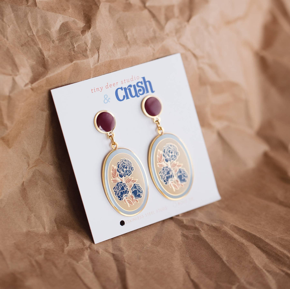Floral Earrings with Crush Press