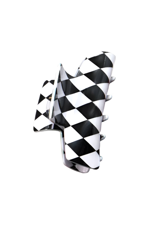Black and white checkered hairclip