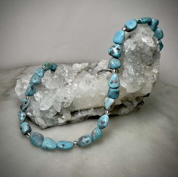 Turquoise Pebble Beaded Necklace