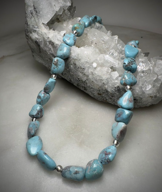 Turquoise Pebble Beaded Necklace