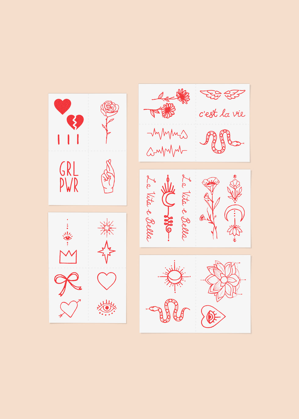 Red Ink Temporary Tattoo Pack