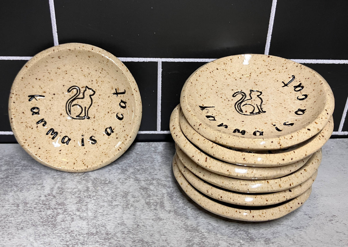 Ceramic Trinket Dish with "Karma is a Cat"