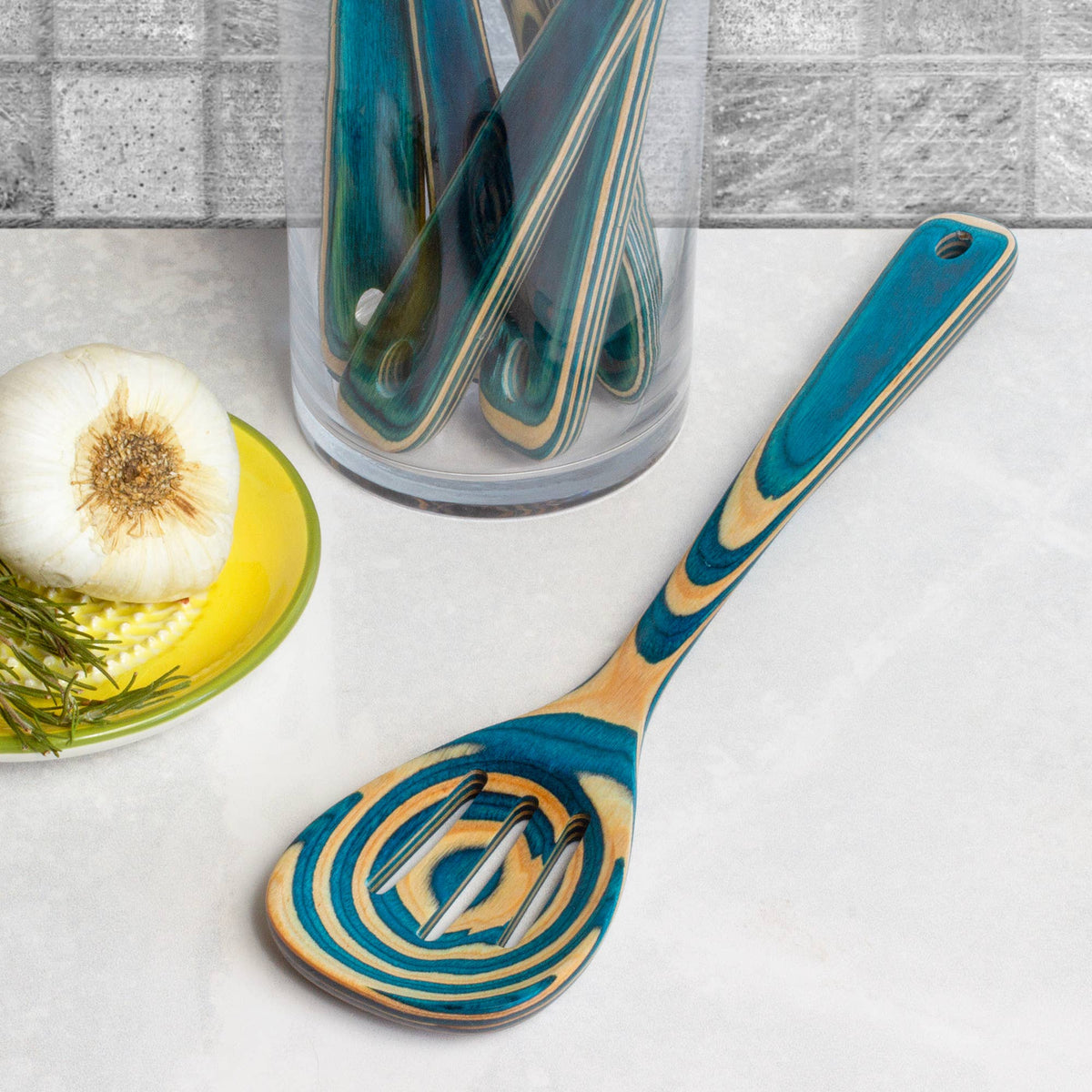Baltique® Mykonos Colorful Wooden Slotted Spoon