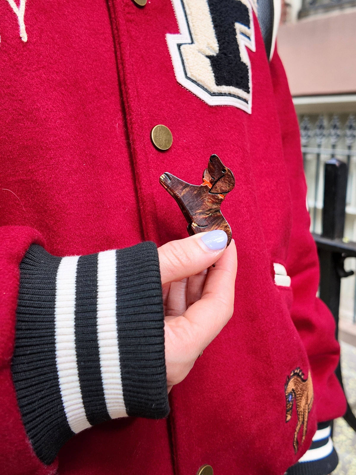 Hand-Painted Mini Dachshund Claw Hair Clip