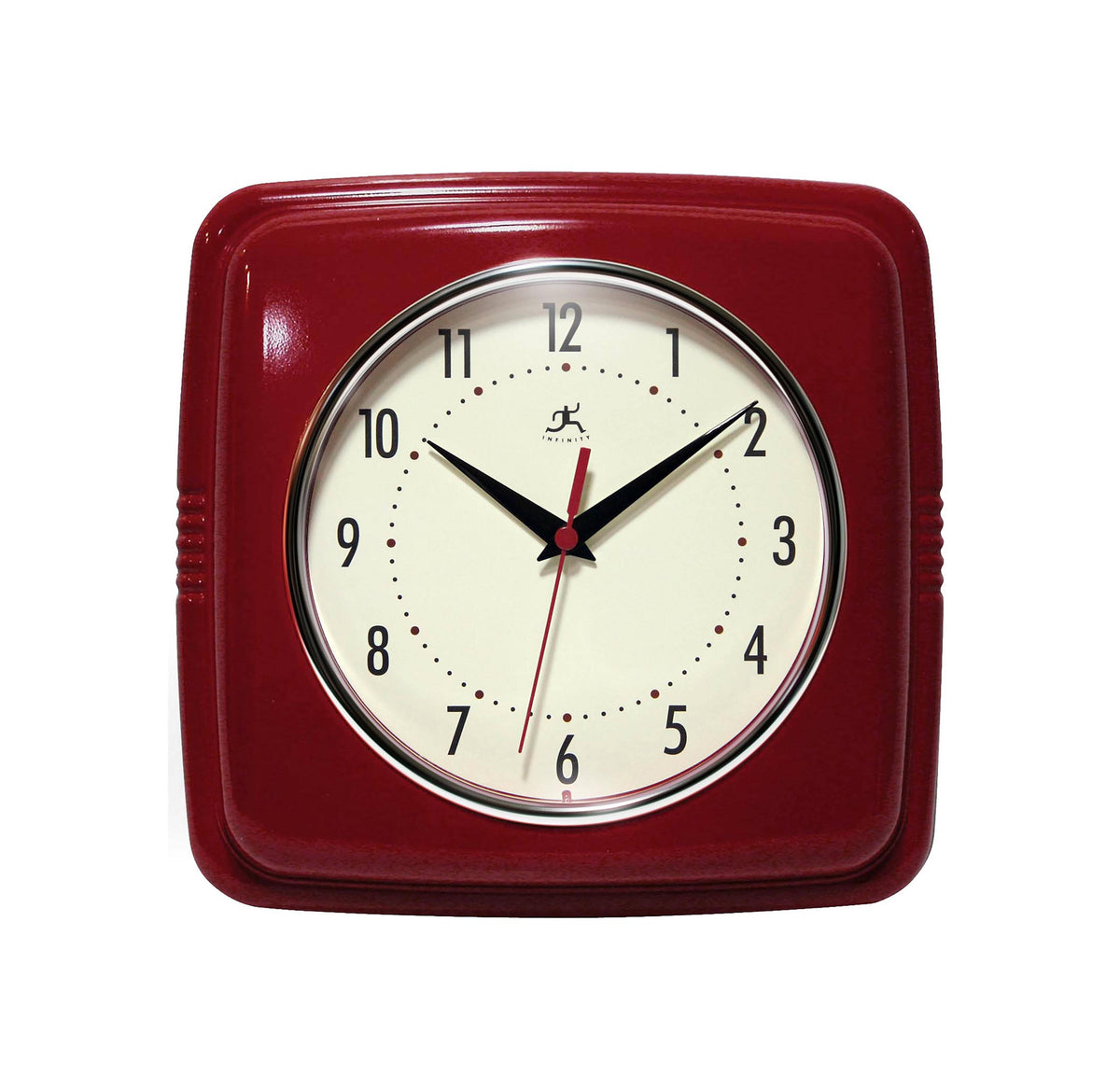 Retro Square Red Indoor Wall Clock 9.25 Inch