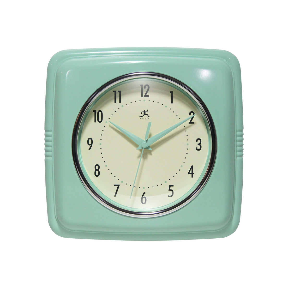 Retro Square Pastel Green Indoor Wall Clock 9.25 Inch