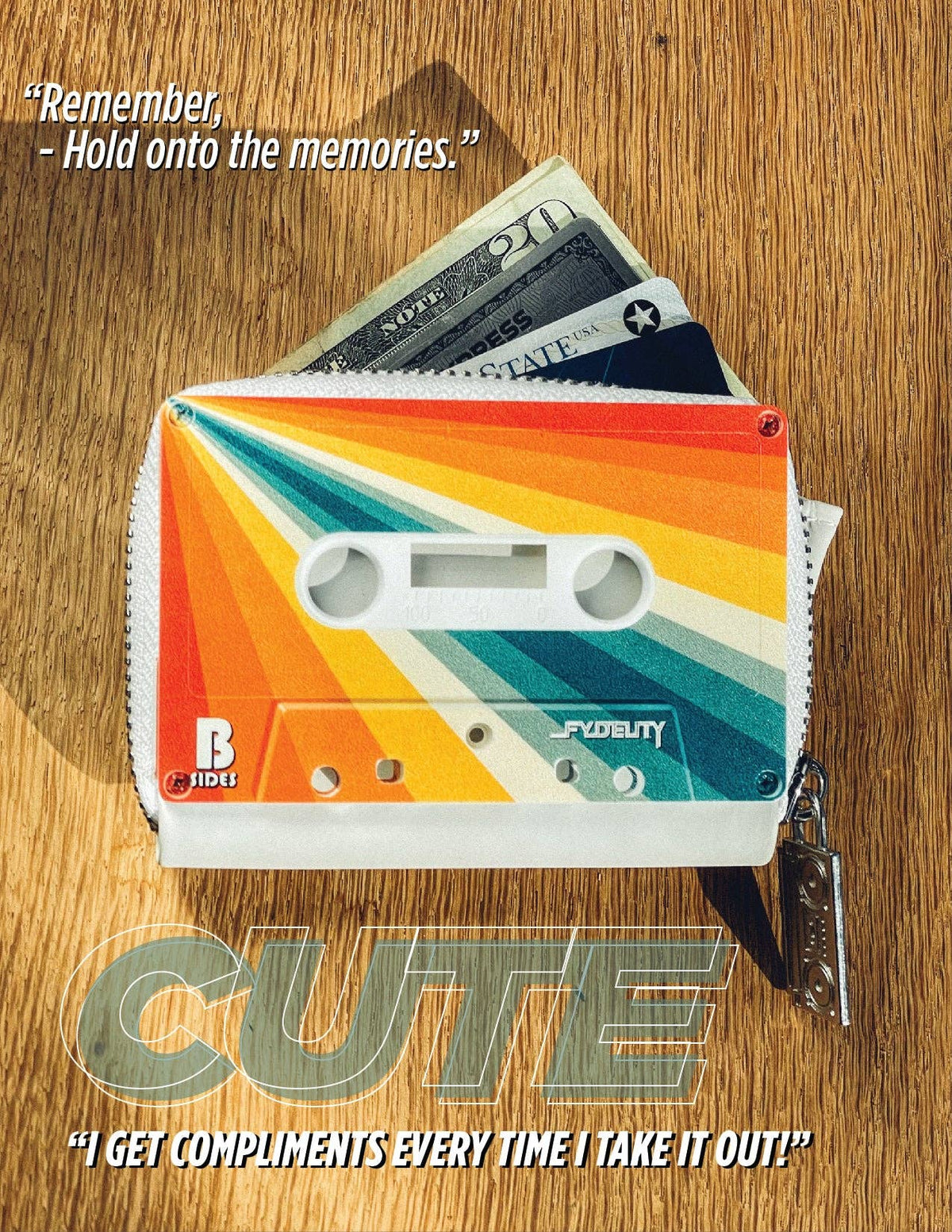 Vintage Rainbow Cassette Wallet | Cute 80s GenX Gifts Music