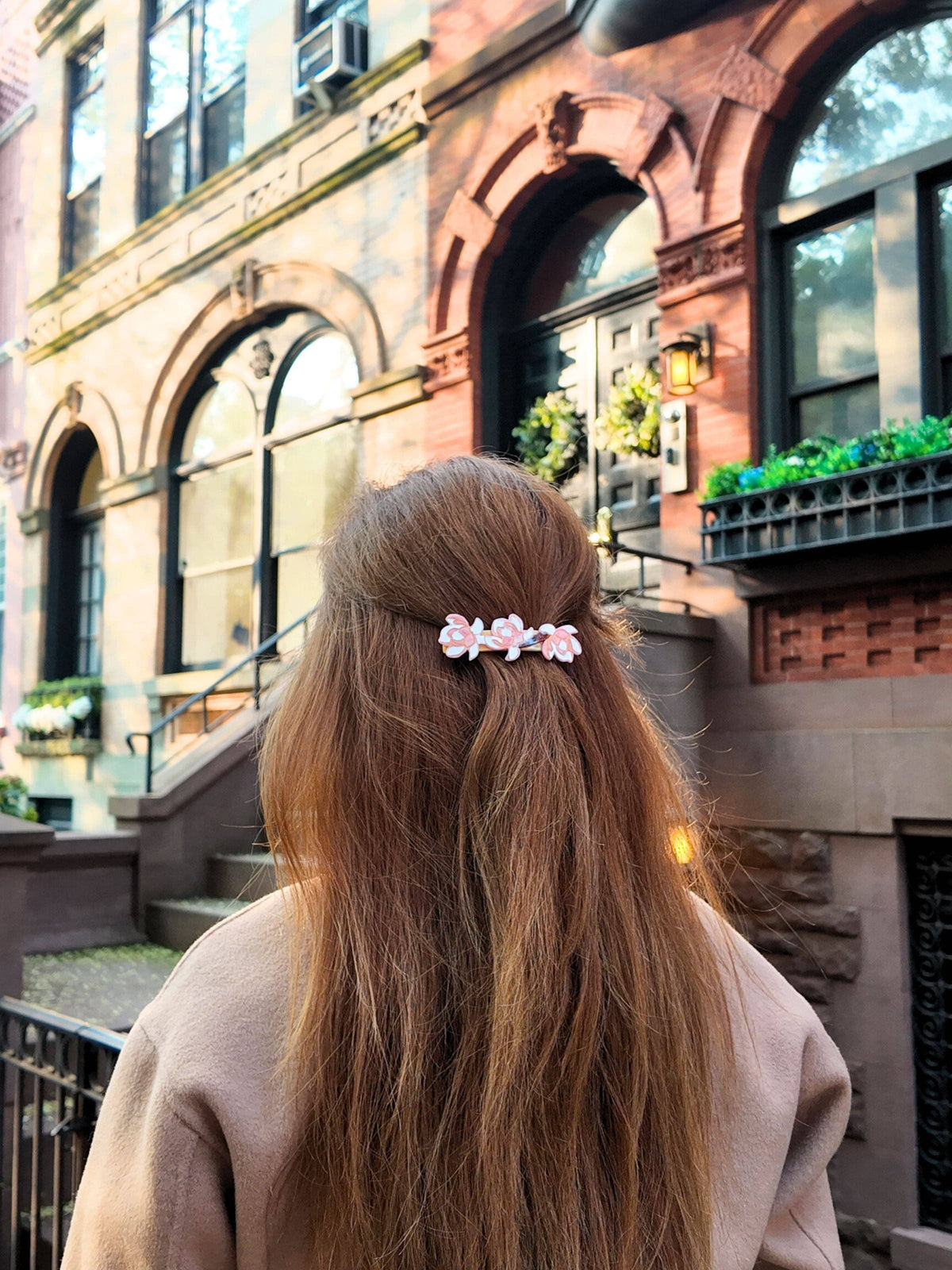 Hand-Painted Magnolia French Barrette Hair Clip | Eco-Friendly