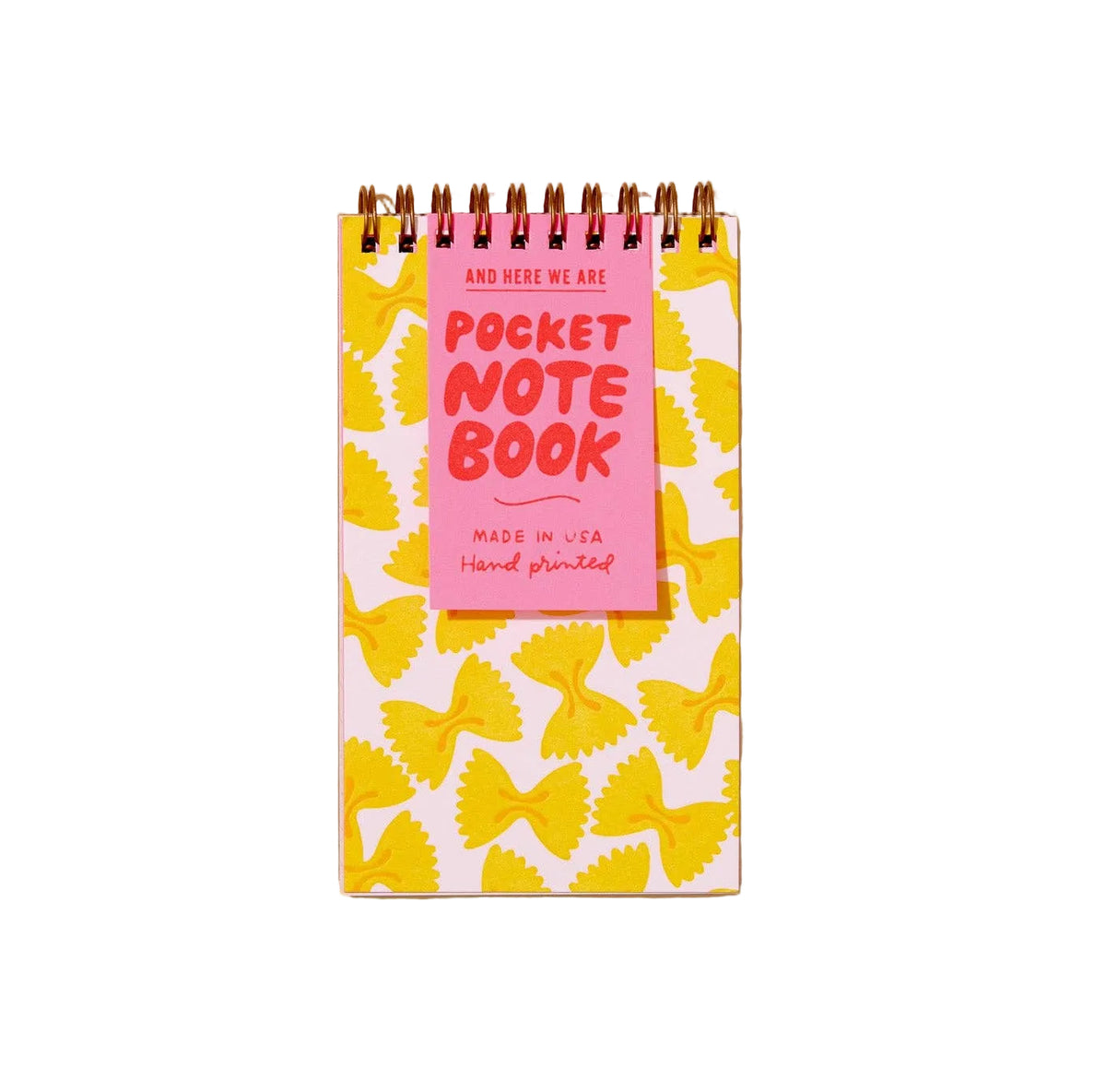 Modern Pasta Small Letterpress Spiral Notebook — Farfalle