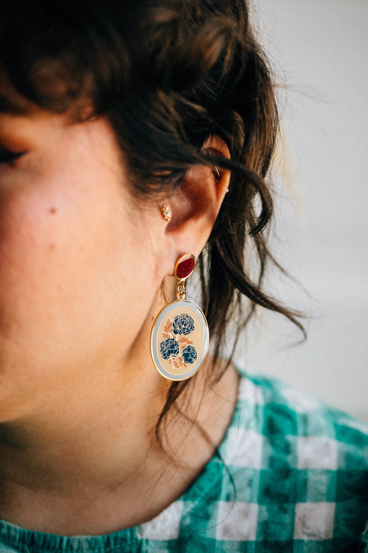 Floral Earrings with Crush Press