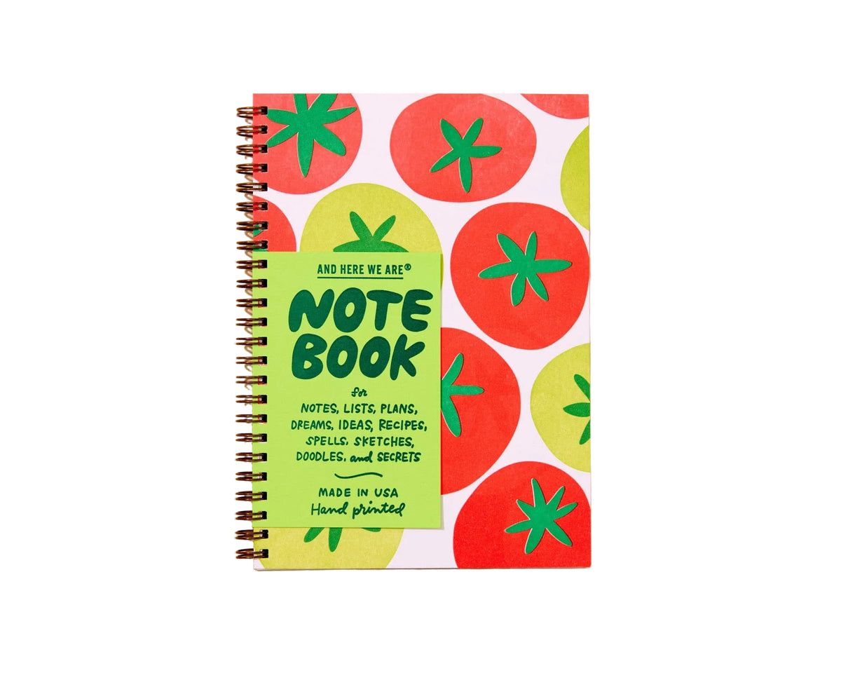 Colorful Summer Letterpress A5 Spiral Notebook — Tomato Vine