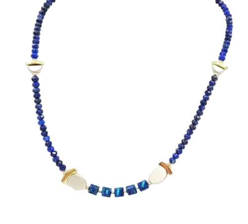 Lapis with Pyrite & Blue Opal Necklace