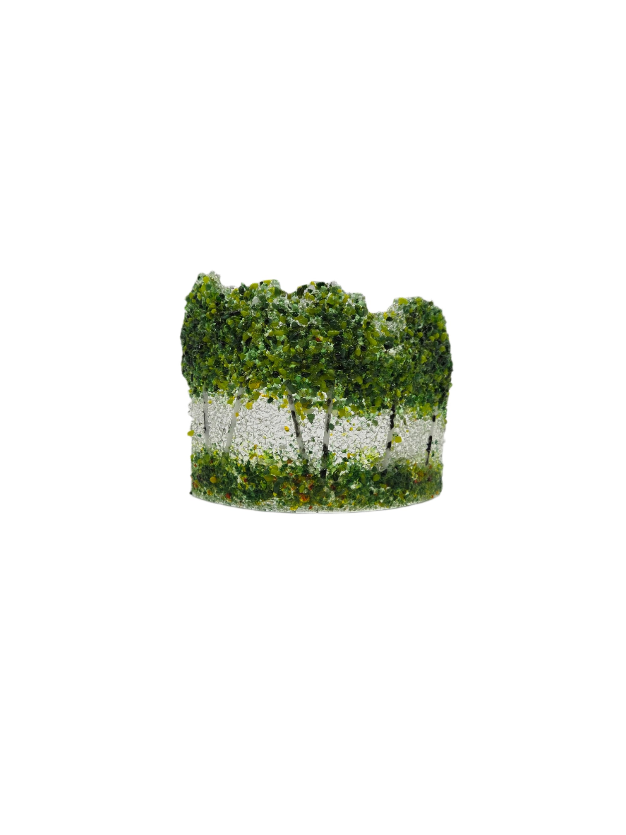 Decorative glass piece with green trees 