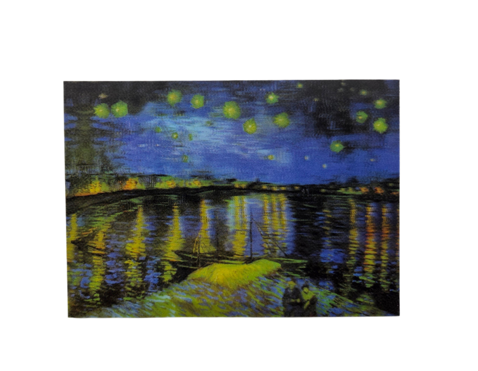 Starry Night over the Rhone painting on a postcard