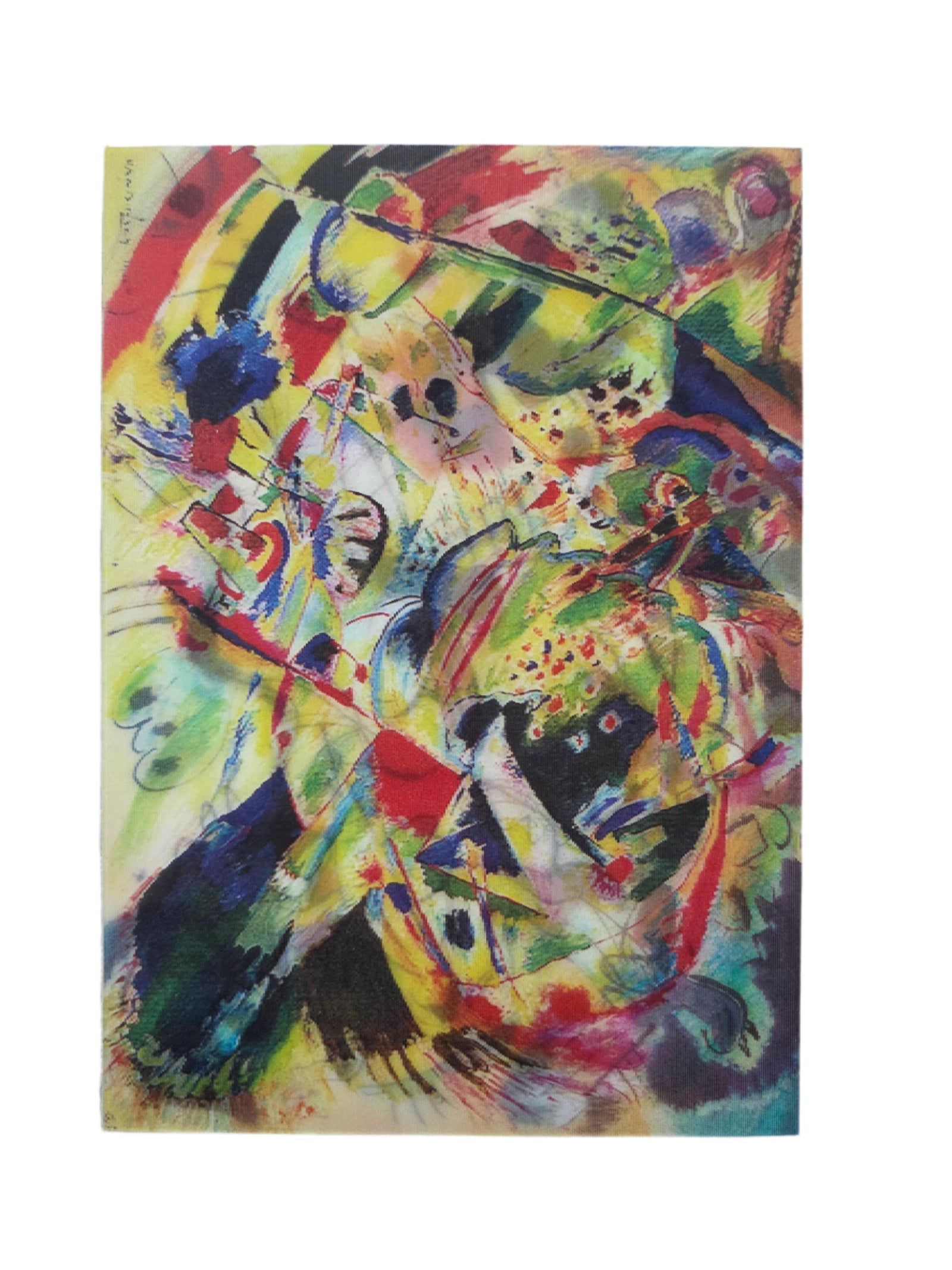 Abstract artwork with vibrant colors on a white background