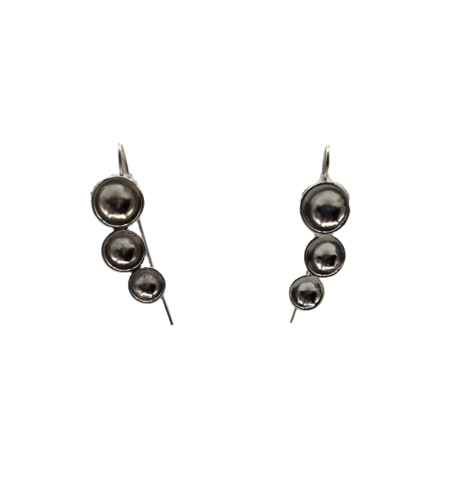 3 silver circle drop earrings