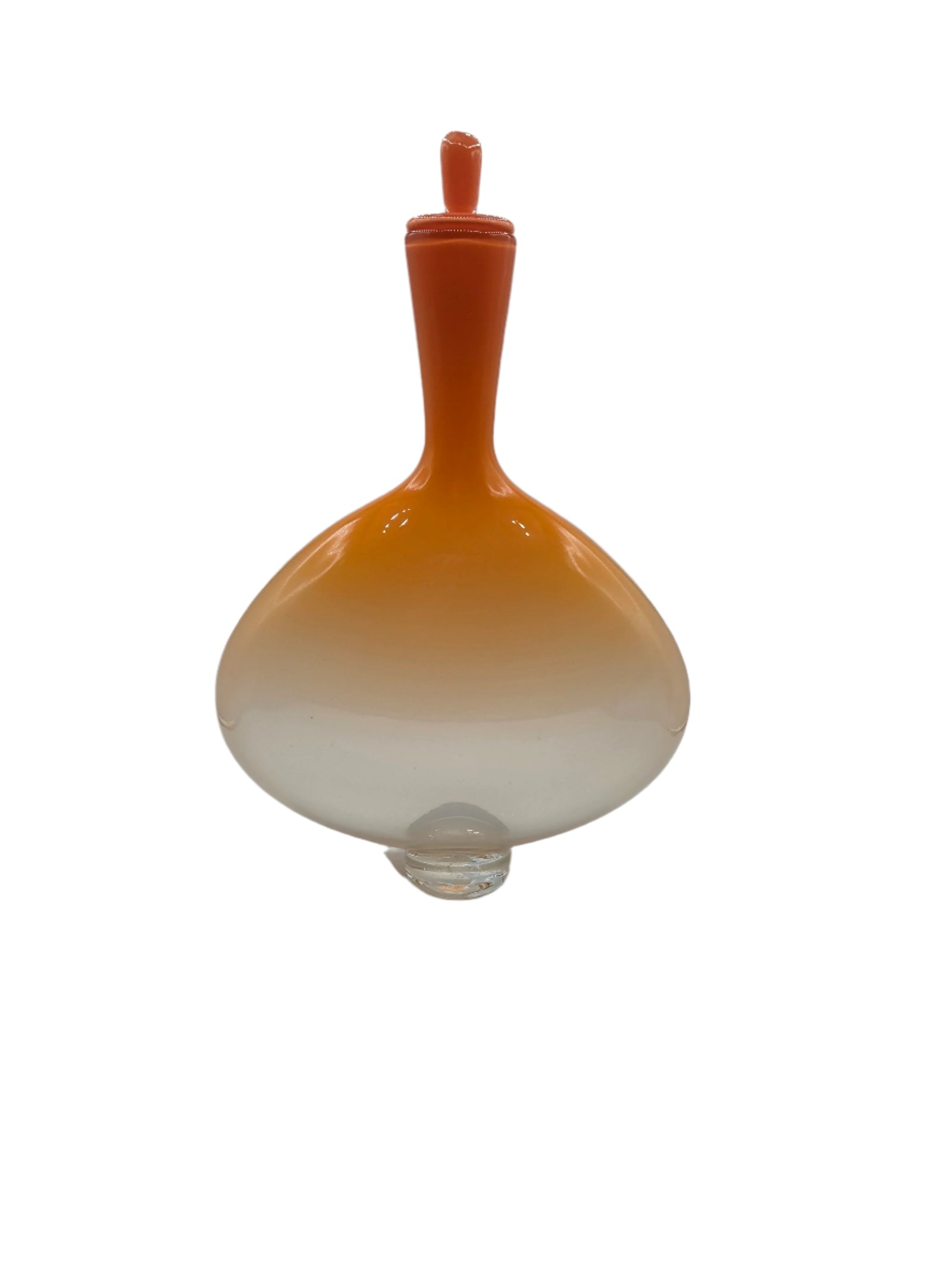 orange ombre glass vessel with topper