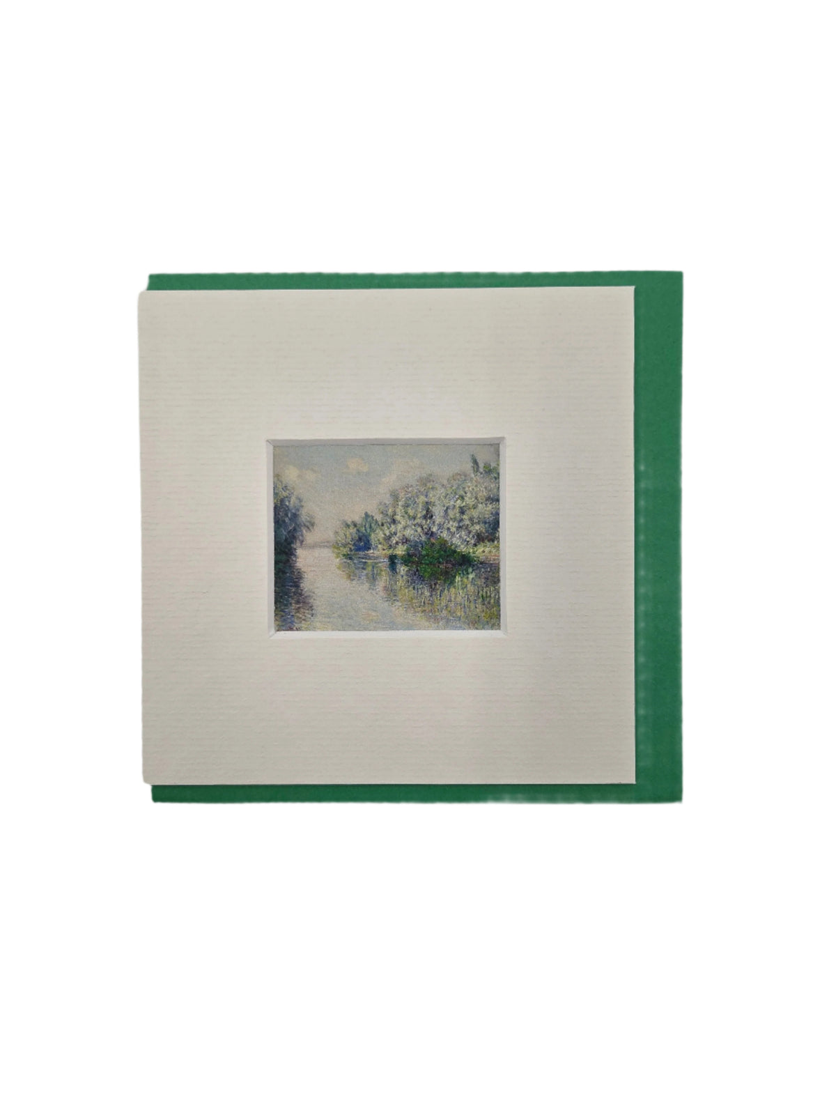 Matted artwork notecard with monet&#39;s with a green envelope