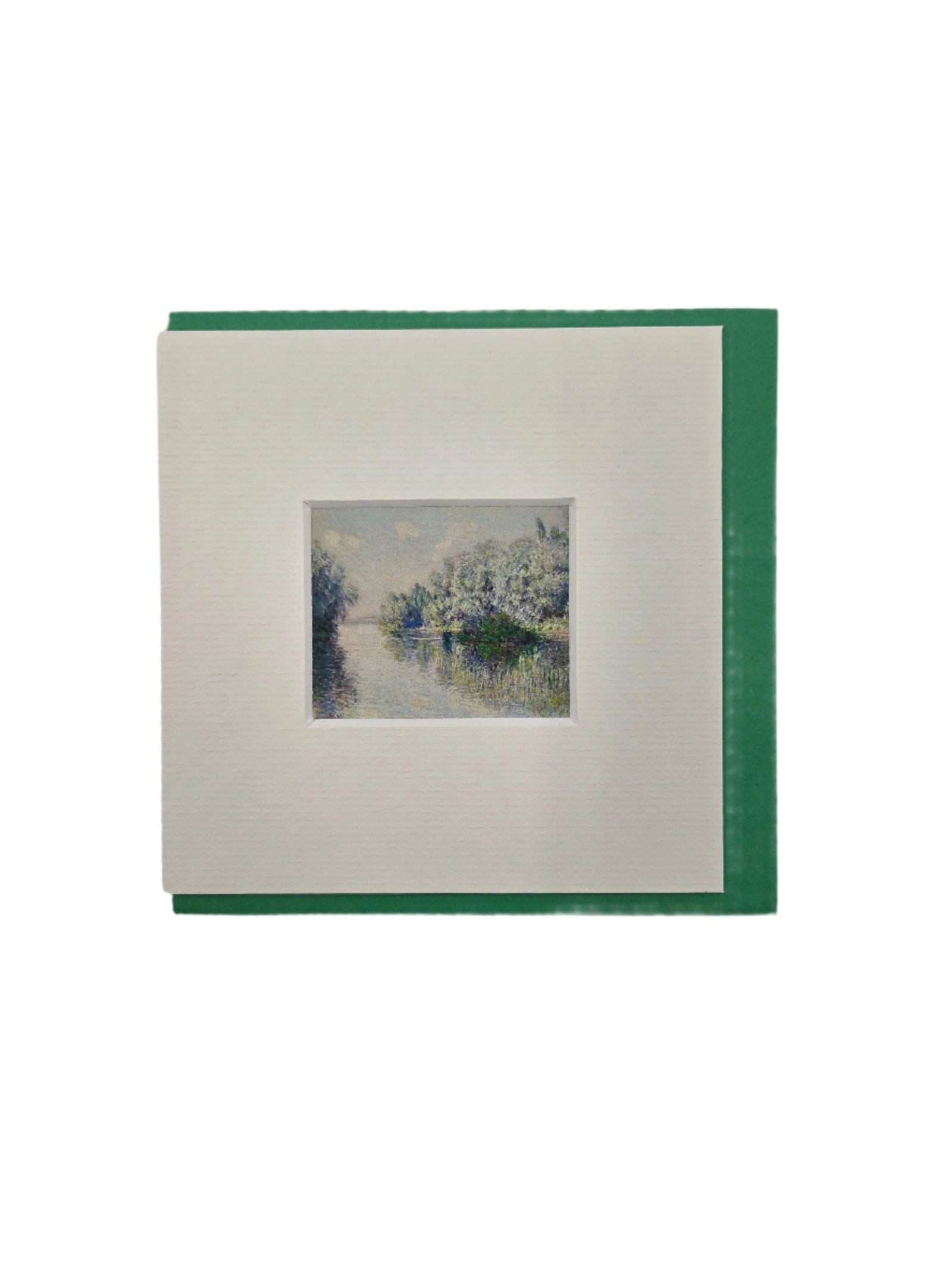 Matted artwork notecard with monet's with a green envelope