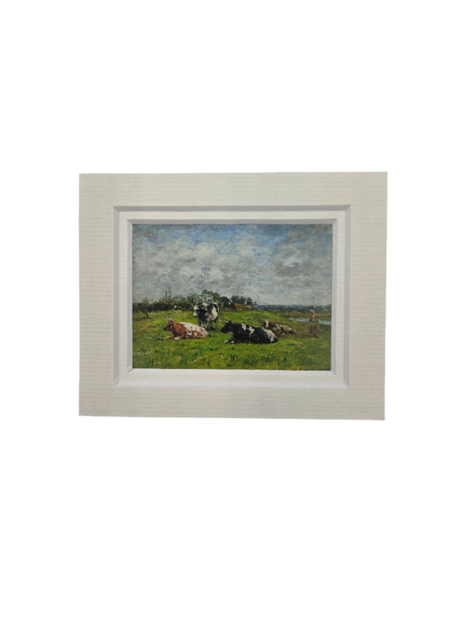 Framed magnet with cows in a pasture