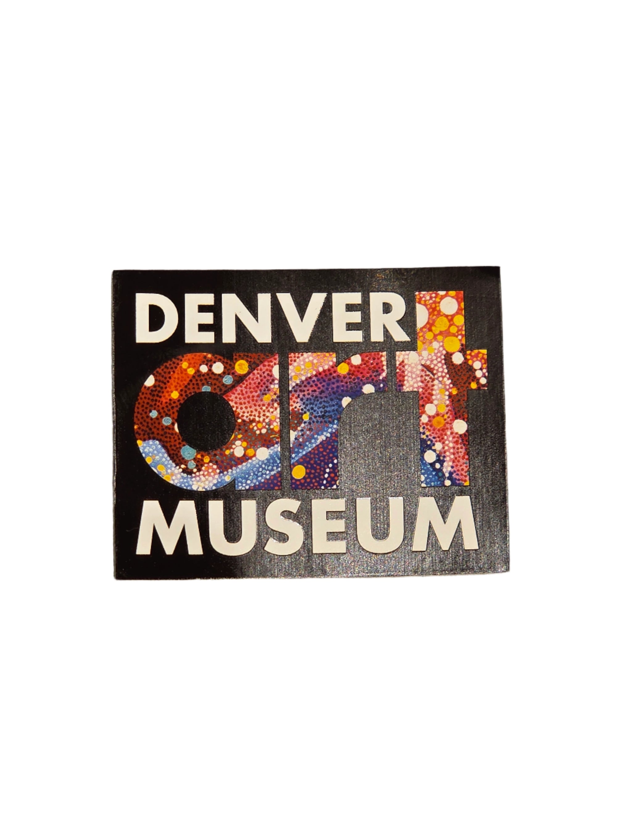 Colorful Denver Museum logo on a textured surface