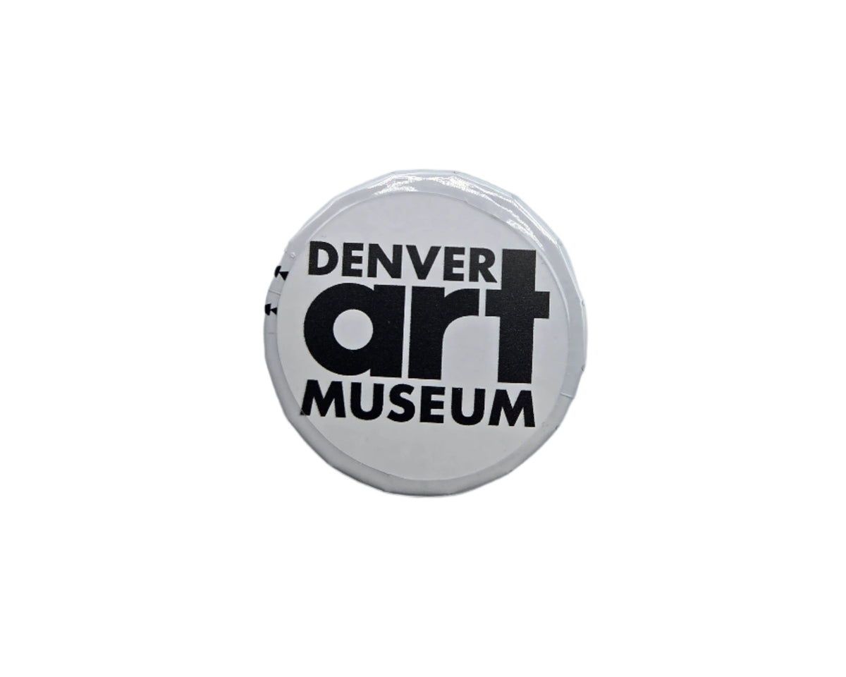 Mint Tin with &#39;Denver Art Museum&#39; black text on a white tin