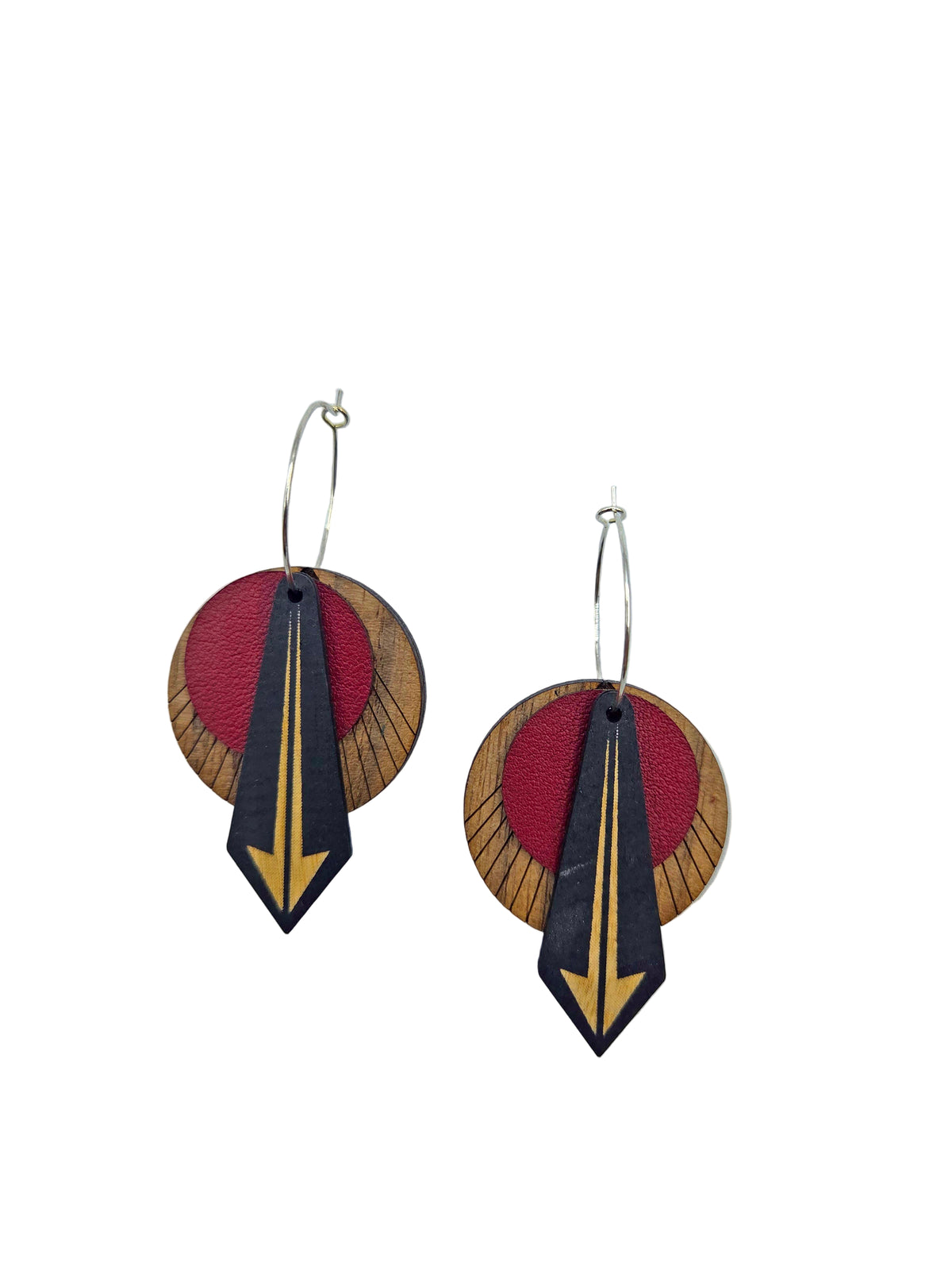 Architectural Earrings: Arrow Walnut Oxblood