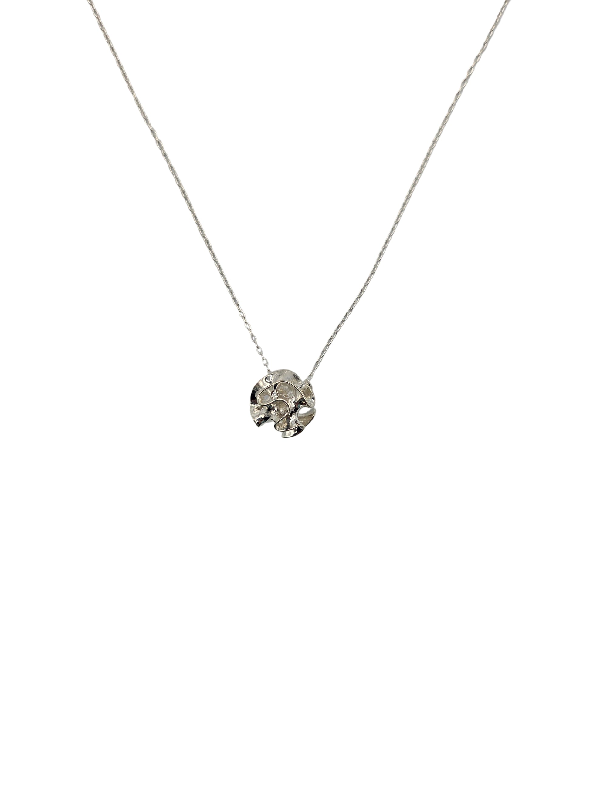 Silver necklace with silver cluster pendant