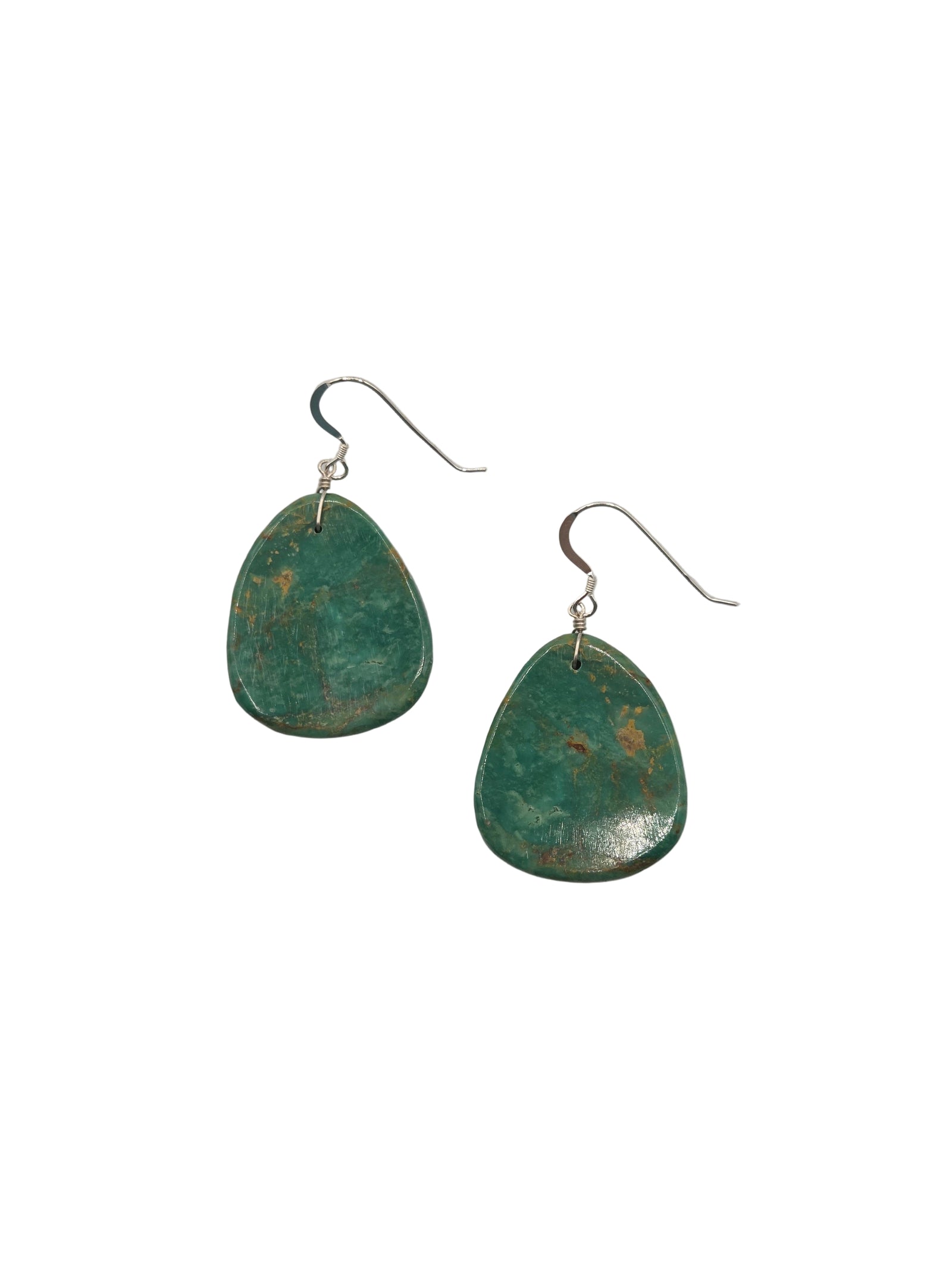 Green turquoise round earrings