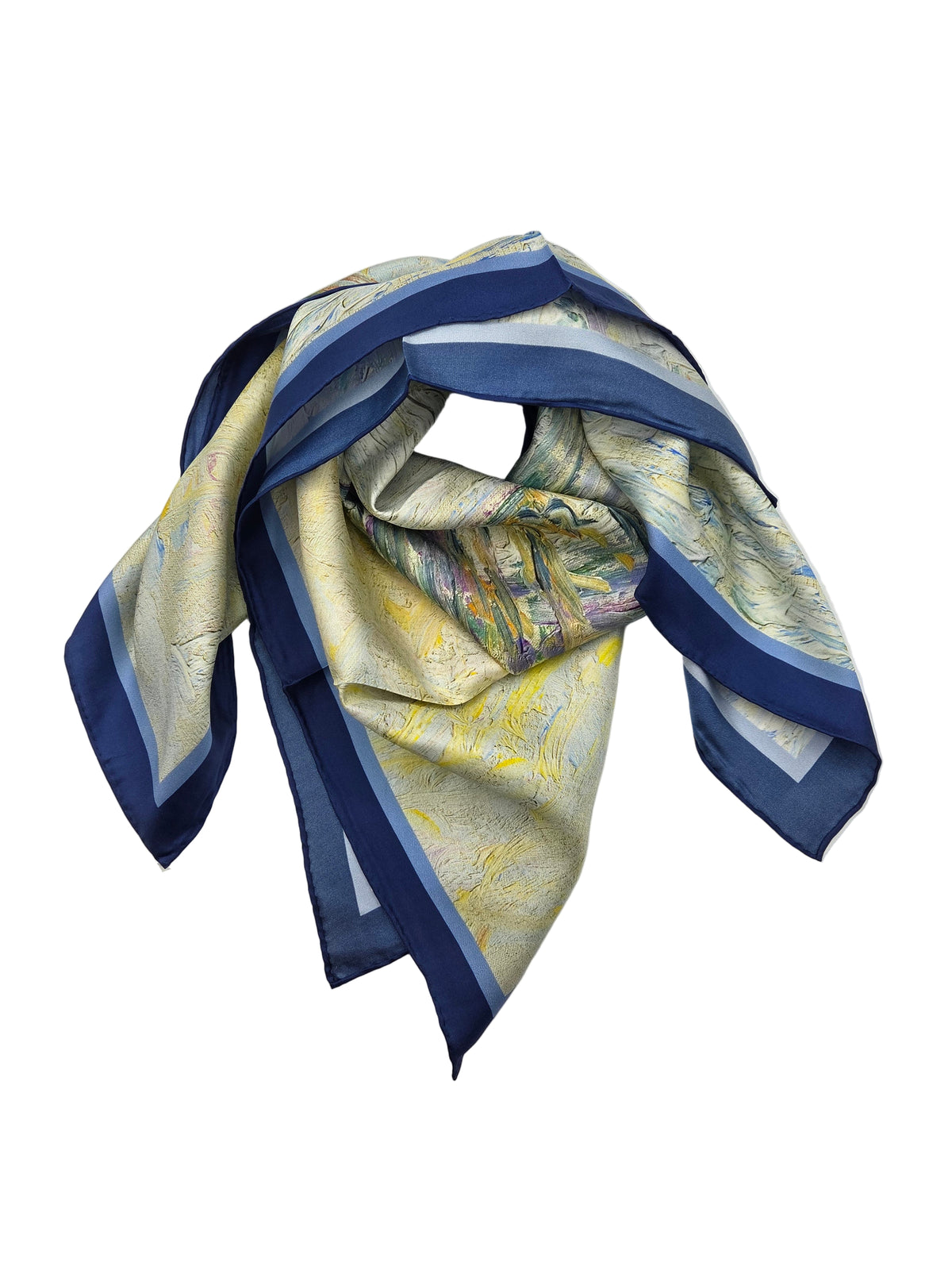 Square View of Bazincourt, Snow Effect Pissarro Silk Scarf