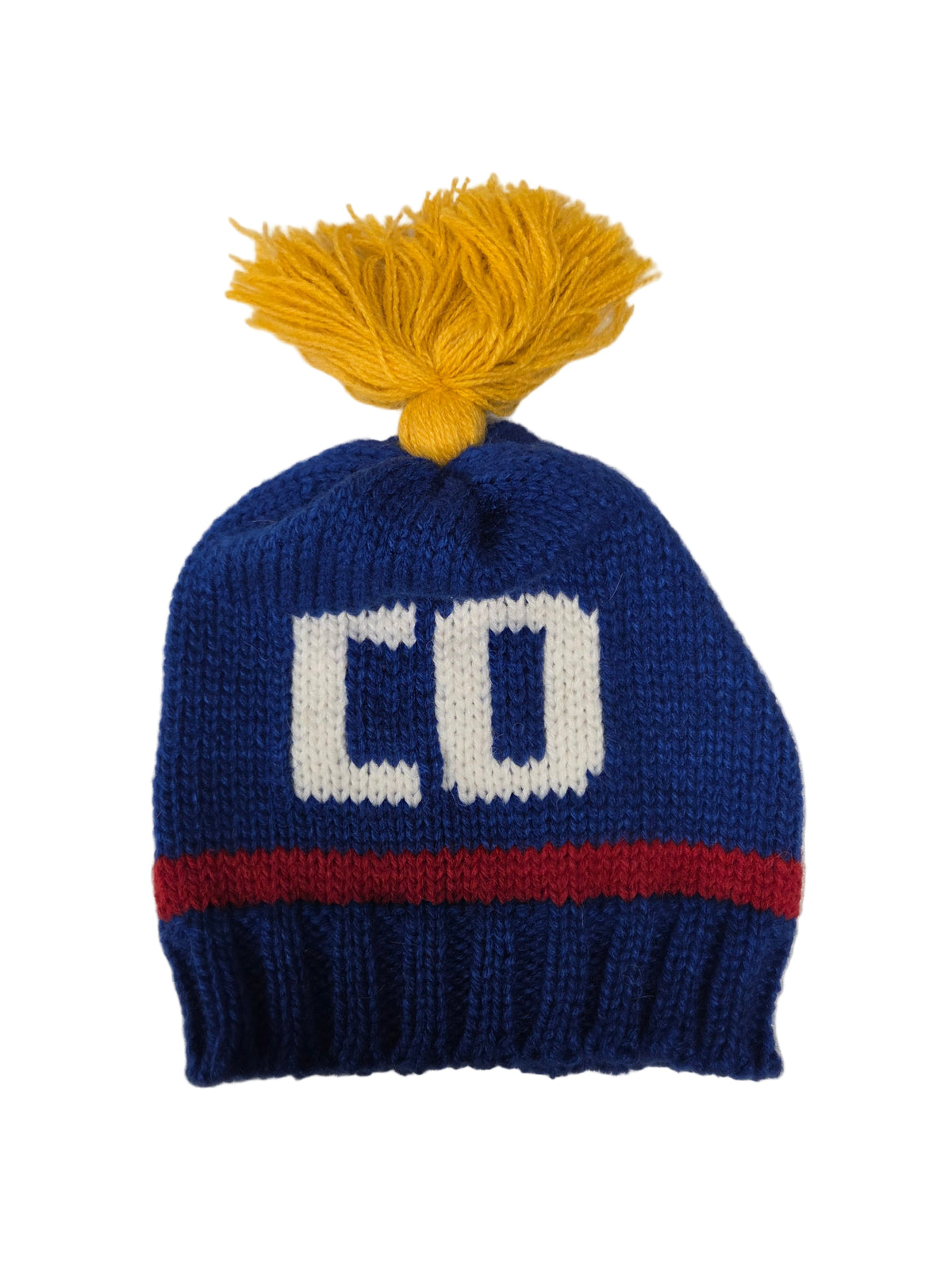 Hand Knit Colorado Hat with Pom Pom