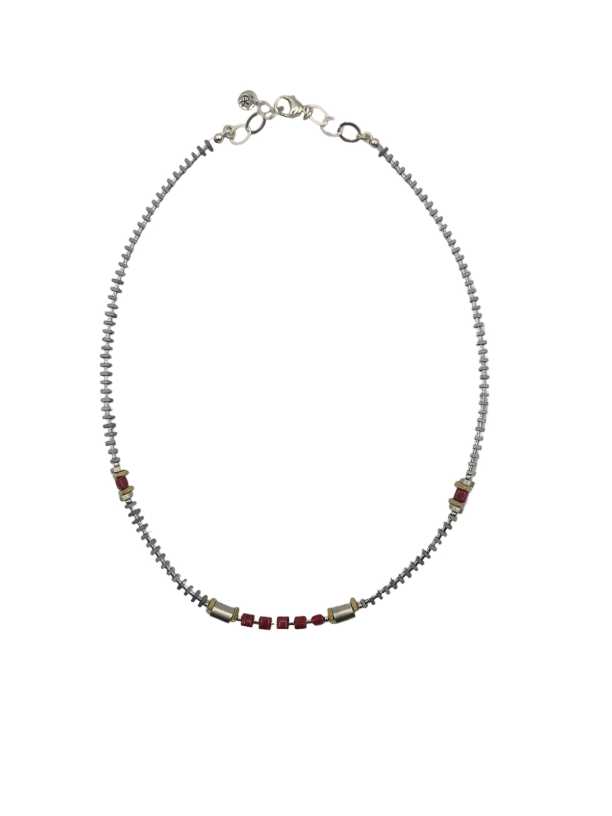 Red Opal and Hematine Necklace